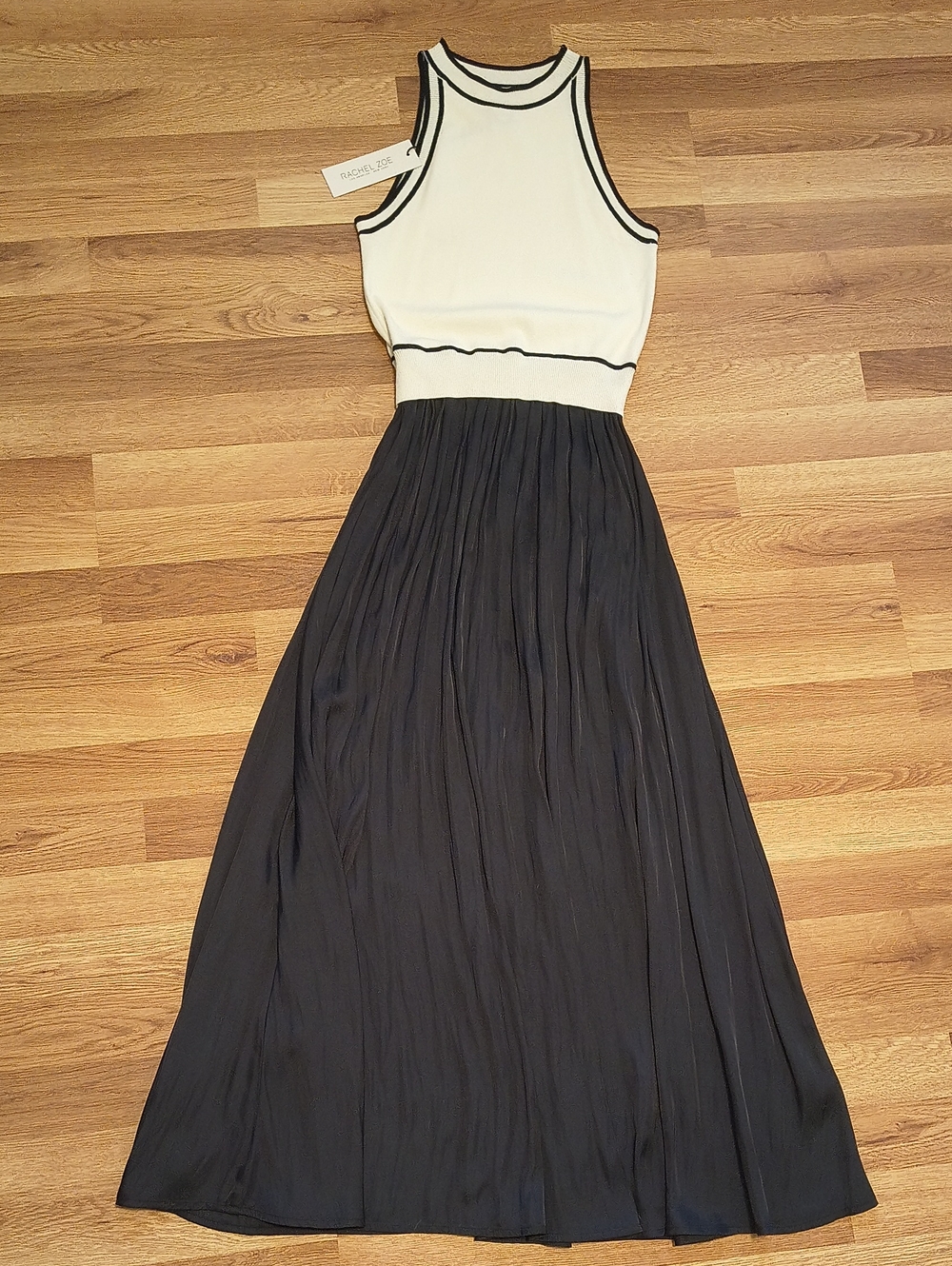 Rachel Zoe Sleeveless Two-Tone Maxi Dress in White and Black - Picture 1 of 10
